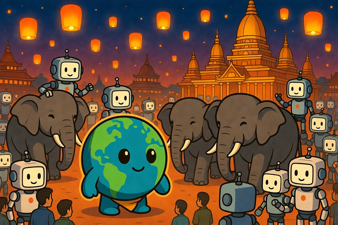 Elephants, temple spires, and a warm gathering of humans and robots in Bangkok
